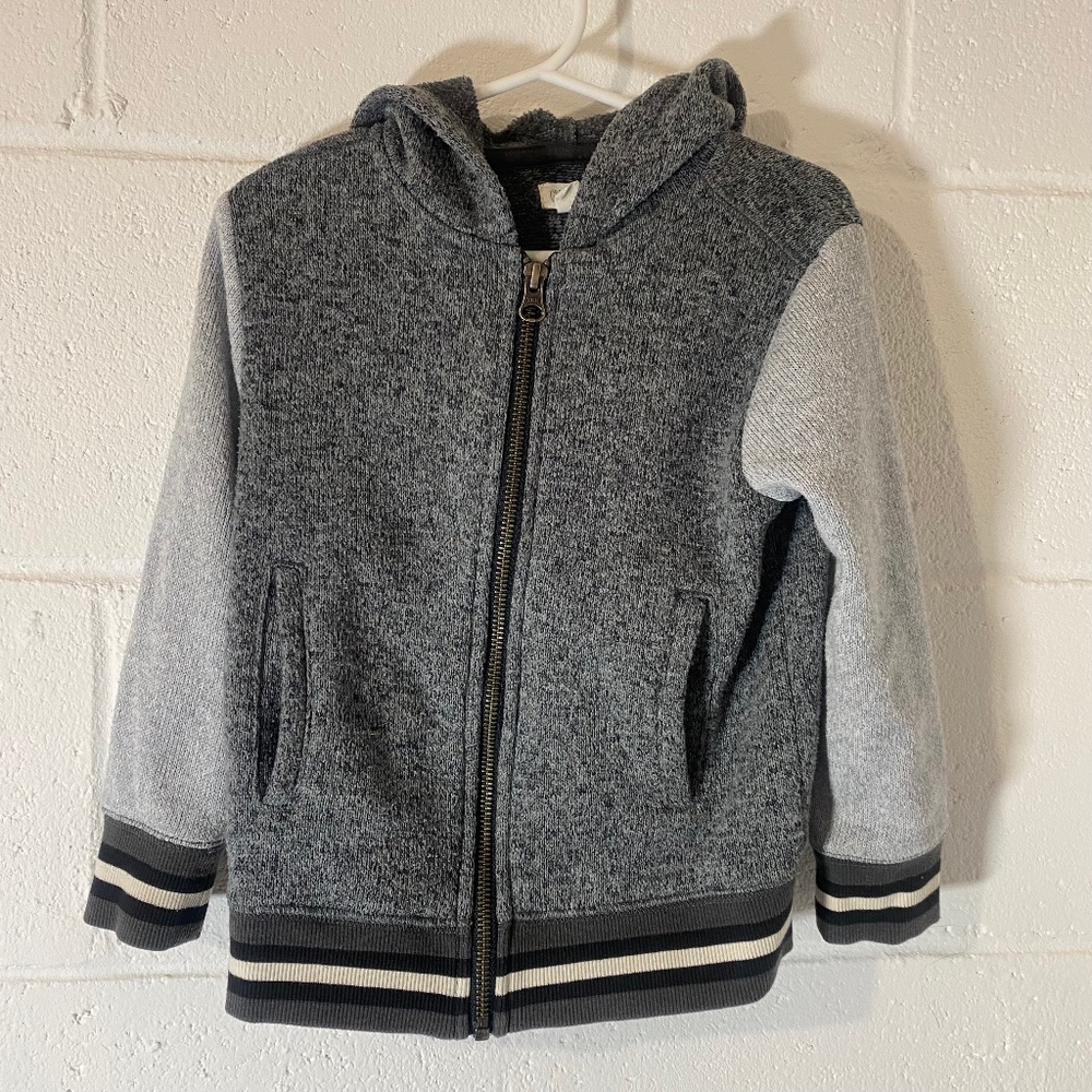 Gymboree Two Tone Heather Light & Dark Gray Zip Up Hoodie Jacket 3T XXS